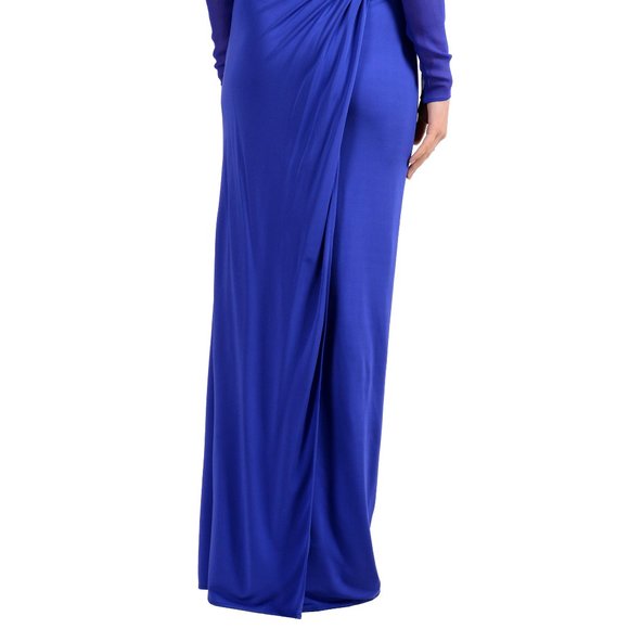 Versace Deep V-Neck Open Back Maxi Evening Dress - Picture 8 of 8